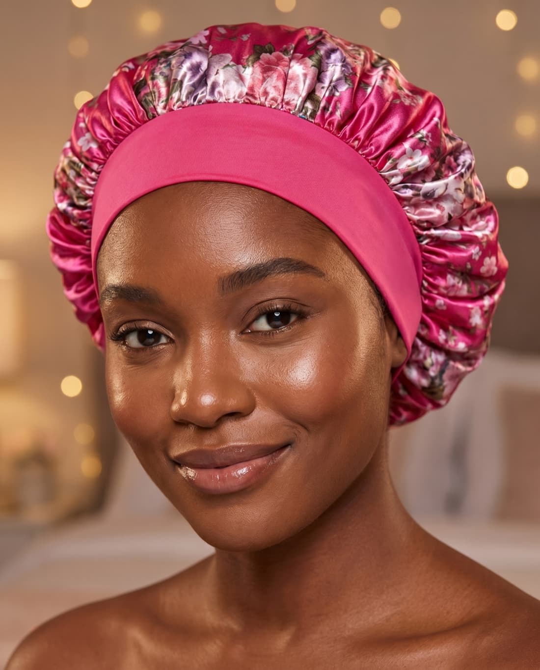Floral Bonnet in Hot Pink