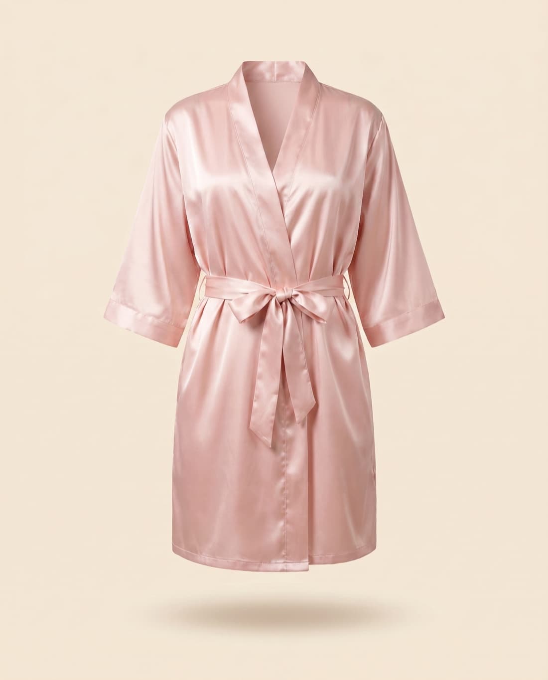 Matching blush satin robe